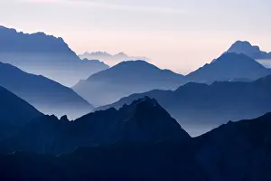 Oberstdorf Prints: Peaks of the Allgau Alps in steplike arrangement in the early morning