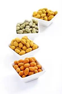 Snack Prints: Peanuts in various flavoured coatings, chili, Wasabi, curry and paprika