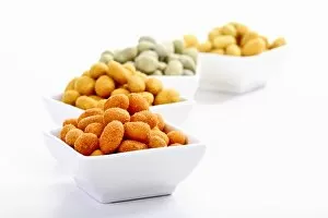 Leguminosae Gallery: Peanuts in various flavoured coatings, chili, Wasabi, curry and paprika
