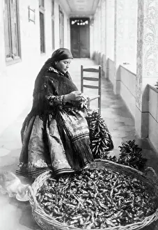 Bulgarian Prints: Peasant Strings Paprika Onto Cord