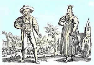 Area Collection: Peasant Wedding, Bride and Groom, from the Frankfurt area, Germany, late 17th century, Historical