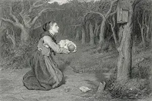 Peasant Woman Kneels at Forest Shrine