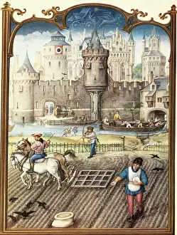 Peasants Farming Outside of Castle
