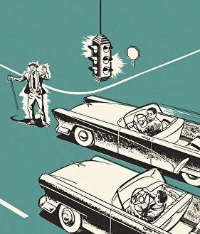 Printstock Collection: Pedestrian About To Be Hit By a Distracted Driver