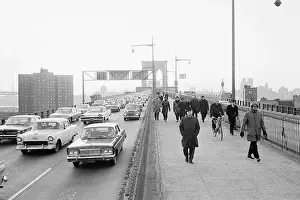Subway Prints: Pedestrians and Autos on Brooklyn Bridge