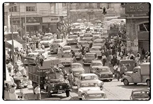 Beirut Prints: Pedestrians and Cars Crowd Beirut Street
