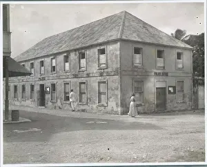 Town Scene Prints: Pedestrians near Police Building in Antigua