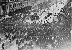Petersburg Prints: Pedestrians and Trolley on Saint Petersburg Street