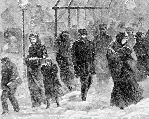 Snowfall Prints: Pedestrians Walking in a Blizzard by Stanley Fox