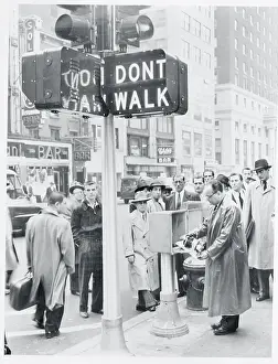 Pedestrians Watching Traffic Signal Activation