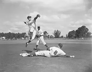 Pee Wee Reese Preparing to Throw Ball