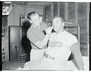 Pee Wee Reese Shaving Roy Campanella