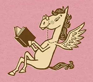 Illust Prints: Pegasus Reading Book