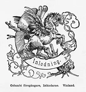 Scandinavian Culture Gallery: Pegasus the Winged Devine Stallion Engraving, Circa 1892