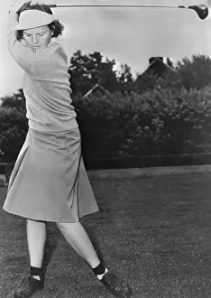 Akron Prints: Peggy Kirk Swinging Golf Club