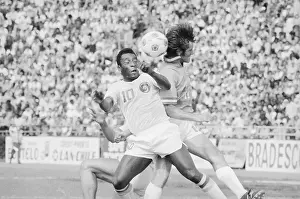 Pele and Bobby Moffat During Soccer Game