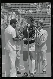 Pele Presenting a Plaque to Franz Beckenbauer