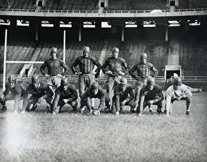 Pennsylvania University Football Team Posing Inside Stadium