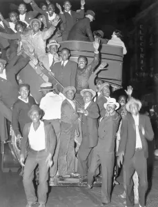 Harlem Prints: People Celebrating Joe Louis Victory
