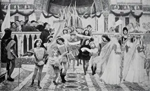 Celebrate Prints: People Celebrating Palm Sunday in the City of Venice