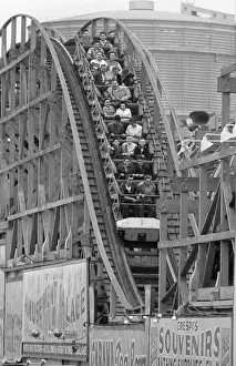 Amusement Park Prints: People on Coney Island Roller Coaster