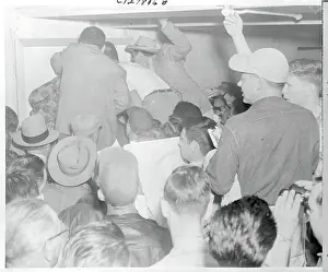 Bakersfield Prints: People Crowding Around a Map
