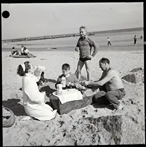 Picnic Prints: People Eating At Beach