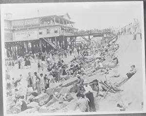 Galveston Prints: People Enjoying Beach