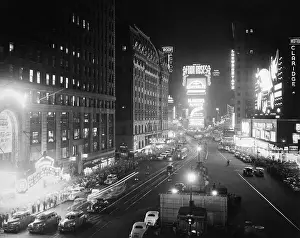People Enjoying the Nightlife in Times Square