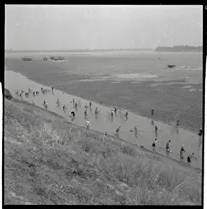 Vientiane Prints: People Fishing in Mekong River