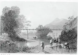 Aqueduct Prints: People On Footbridge Near Aqueduct
