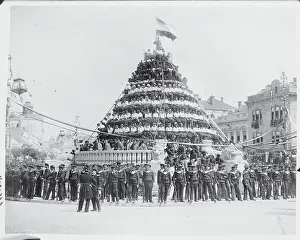 People Forming Cone Shaped Group