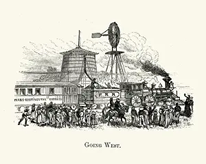 Engine Type Prints: People going West on the Transcontinental Express Railroad