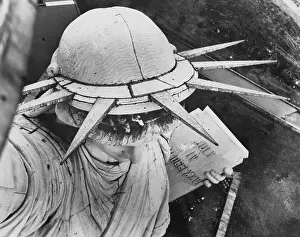 Liberty Island Prints: People Hanging Out from atop the Statue of Liberty
