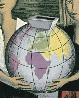 Global Warming Prints: Two People Holding a Large Globe