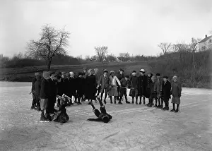 Ice Rink Prints: People on ice rink in winter