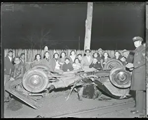 Westbury Prints: People Looking at Car Wreckage
