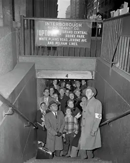 Air Raid Prints: People Looking Up From Subway Entrance