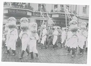 Leipzig Prints: People Marching in Humorous Parade