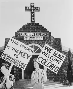 Segregation Prints: People Picketing a Church