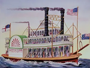 People Riding Excursion Steamer Mississippi