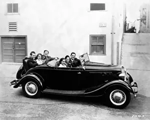 Convertible Prints: Six People Seated In Ford Convertible