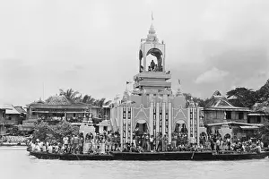 People Surrounding Pagoda on the Pasig River
