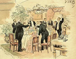 Toast Prints: People Toasting at a Dinner Party