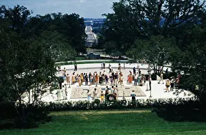 Grave Marker Prints: People Visiting Grave of President Kennedy
