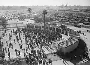 Parking Lot Prints: People Waiting by Paddock for Race