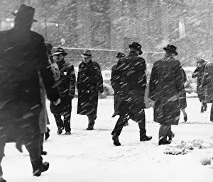 Warm Clothing Prints: People walking on street in snowstorm