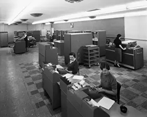 Economics Prints: People Work With Giant Ibm Computer Syst