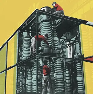 Illustration A Prints: People Working on an Apparatus