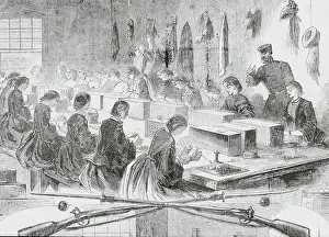 Occupations Prints: People Working in Munitions Factory